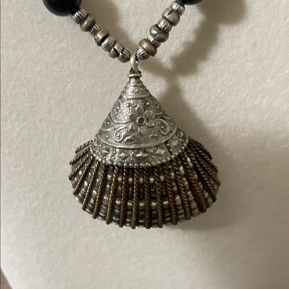 Artisan Black and Silver Statement Necklace - Picture 2 of 10